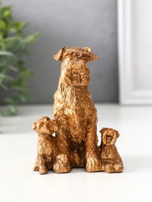Фигура &laquo;Терьер с щенками&raquo;, 10&times;7&times;7.5 см, бронза