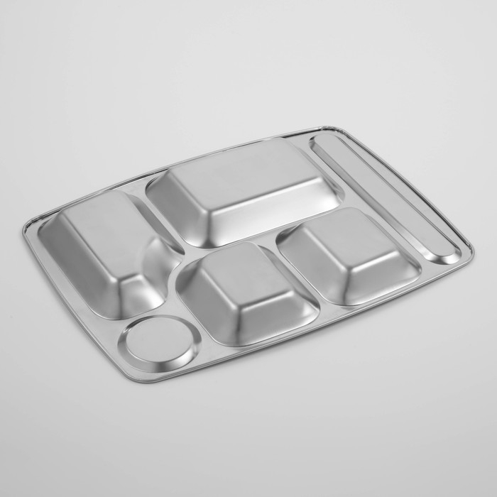 Поднос из нержавеющей стали, 6 секций, 35&times;26&times;2 см