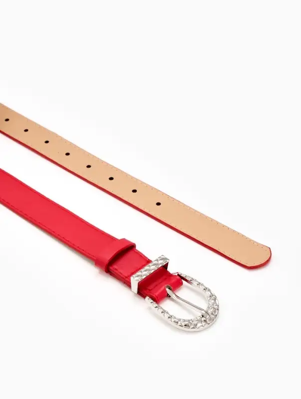 Ремень жен 05-01-02-01, Июнь2509, 3*0,3*110 см, без винта, пряж металл, 1 прокол, красный