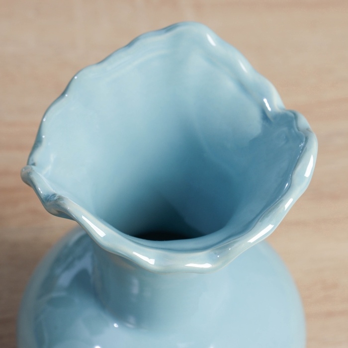 Керамическая ваза для цветов, сухоцветов &laquo;Изекил&raquo;, настольная, d-10 см, h-17 см, голубой