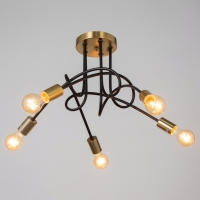 Люстра "Узел" 5х40Вт Е27 черный/латунь 52х52х36см