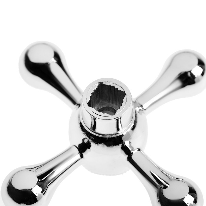 Ручка на смеситель ZEIN Z101, крест, для кран-букс со штоком на 20 шлицов, цинк, цвет хром