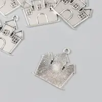 Металлический элемент, декоративная подвеска &laquo;Арт Узор. Замок&raquo;, серебро, 2.4&times;2.1 см