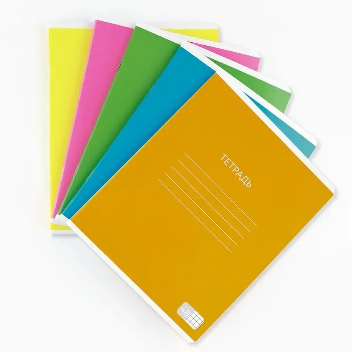 Тетрадь в клетку, 48 л., А5, на скрепке, блок №1 &laquo;Яркий минимализм&raquo; МИКС