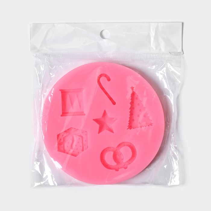Молд новогодний &laquo;Новогодние атрибуты&raquo;, силикон, 10&times;10&times;1 см, цвет МИКС