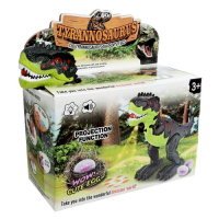 Динозавр &laquo;Рекс&raquo;, откладывает яйца, проектор, свет и звук, работает от батареек, цвет зелёный