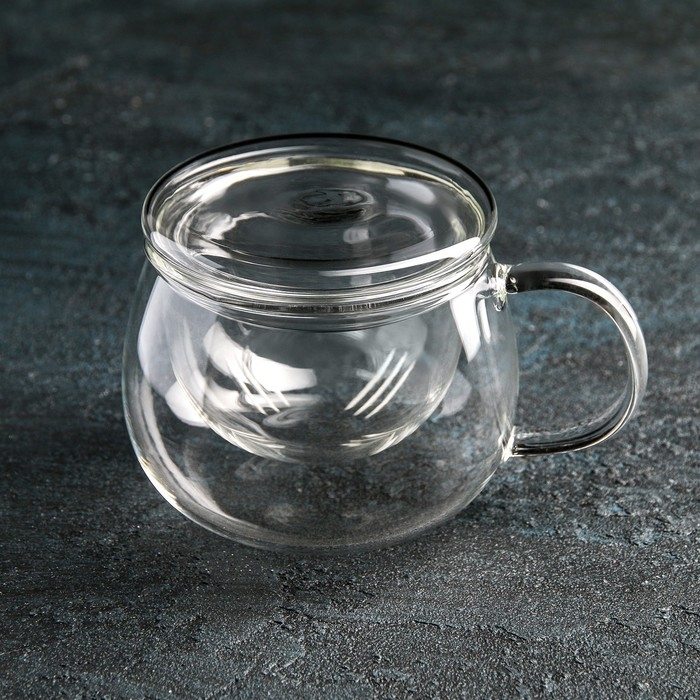 Кружка стеклянная для заваривания со стеклянным ситом &laquo;Лоран&raquo;, 300 мл, 13&times;9&times;8,5 см