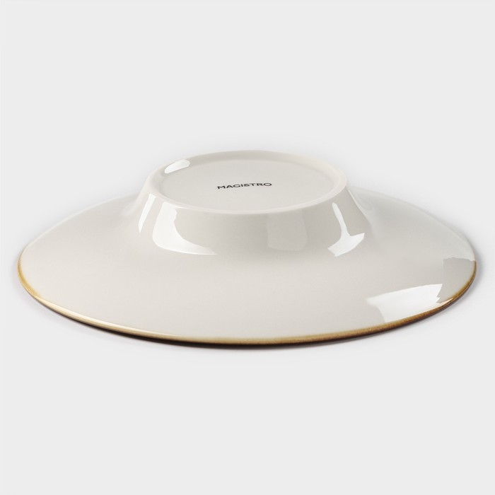 Тарелка фарфоровая для пасты Magistro &laquo;Церера&raquo;, 160 мл, d=21 см, цвет коричневый