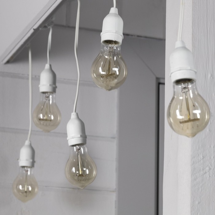 Гирлянда &laquo;Ретро белт-лайт&raquo; со свесами 10 и 20 см, 10 м, IP54, УМС, 2W, белая нить, шаг 50 см, Е27 (без ламп), 220 В