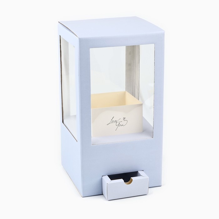 Коробка подарочная для цветов с вазой из МГК складная, упаковка, &laquo;Love&raquo;, 16 х 23 х 16 см