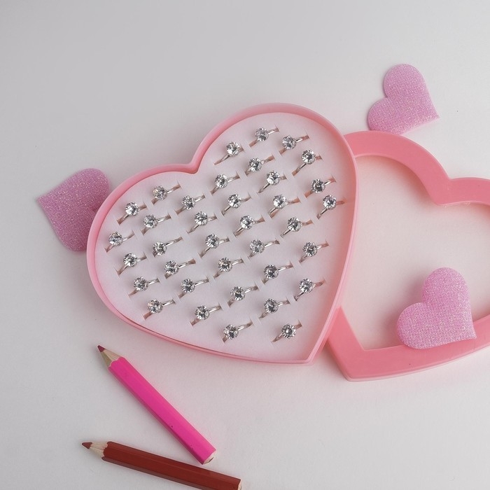 Кольца детские набор 36 шт. &laquo;Выбражулька&raquo; бриллиант, как у мамы, цвет белый в серебре