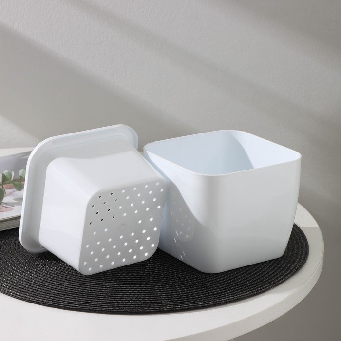 Кашпо для цветов со вставкой &laquo;Глянец&raquo;, 1,2 л (0,8 л), цвет белый