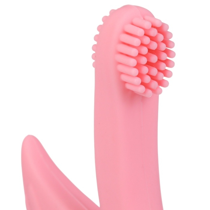 Прорезыватель - щеточка силиконовый &laquo;Лебедь&raquo;, на присоске, цвет розовый, Крошка Я