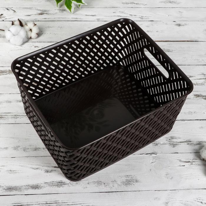 Корзина для хранения &laquo;Плетёнка&raquo;, 35&times;29&times;17,5 см, цвет коричневый