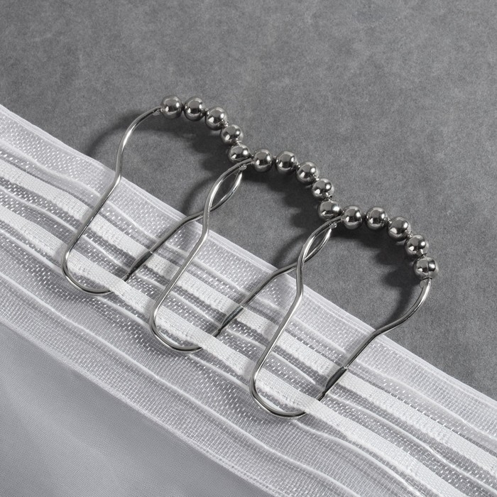 Крючок для штор с шариками, 7,5 &times; 4 см, 10 шт, цвет серебряный