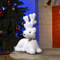 Светодиодная фигура &laquo;Олень&raquo; 20 &times; 25 &times; 12 см, флок, батарейки ААх2 (не в комплекте), свечение тёплое белое