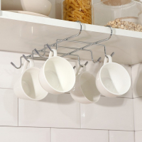 Держатель для кружек подвесной на 8 предметов Доляна, 27,5&times;20&times;7,5 см, на толщину полки 3,5 см, цвет хром