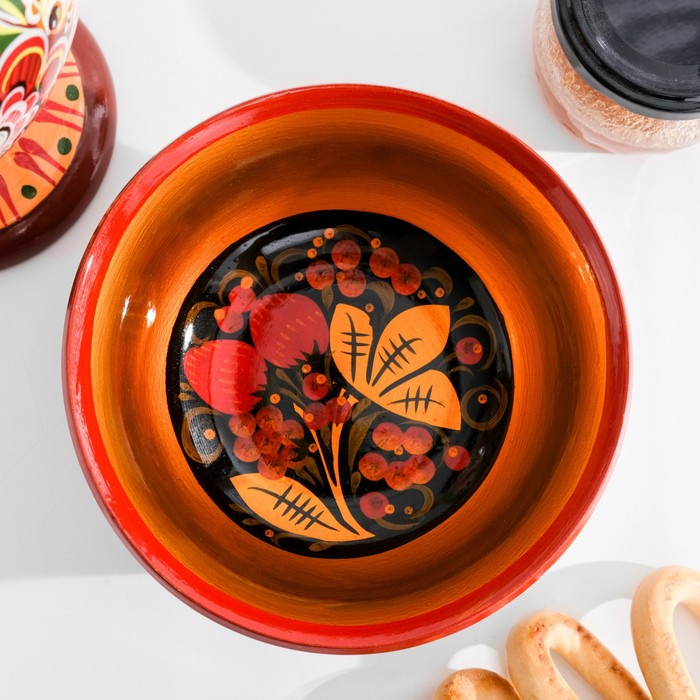 Салатник &laquo;Ягодка&raquo;, средний, хохлома