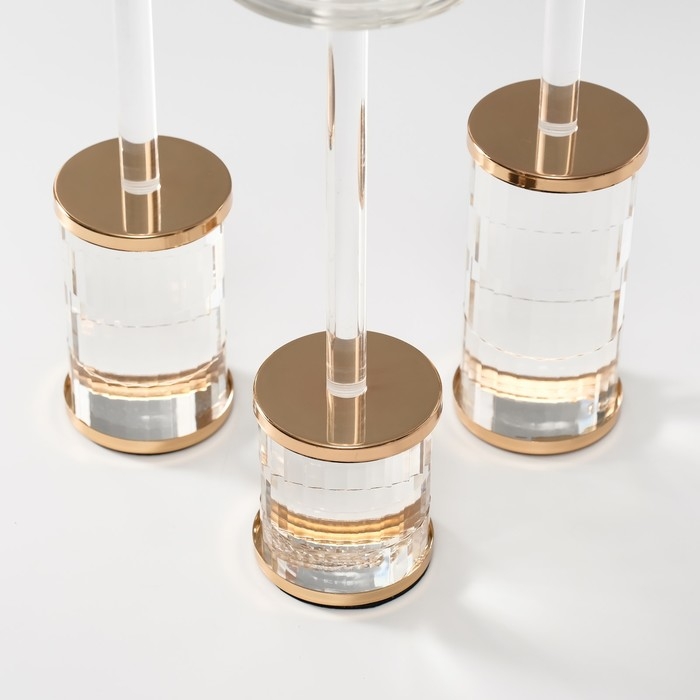 Подсвечник металл, акрил "Прямоугольники" d=6,5 см, набор 3 шт h=24 см, 22,5 см, 20,5 см