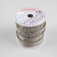 Стразы термоклеевые, ширина - 15 мм, 4,5 &plusmn; 0,5 м, цвет серебряный