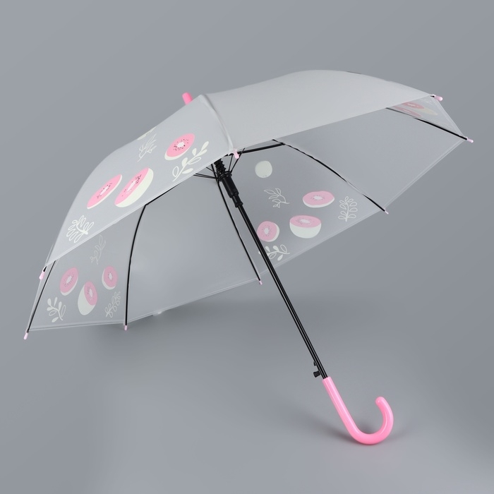 Зонт - трость полуавтоматический &laquo;Фрукты&raquo;, 8 спиц, R = 45/55 см, D = 110 см, рисунок МИКС