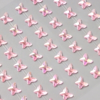 Наклейка пластик стразы "Бабочки" розовая 15х9 см