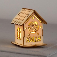 Ёлочная игрушка &laquo;Домик с колокольчиками&raquo;, от батареек, свечение тёплое белое