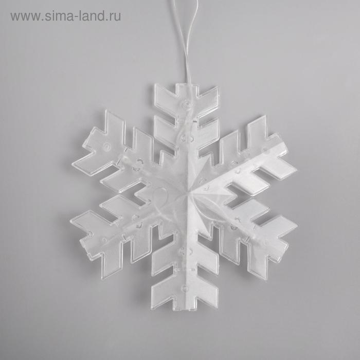 Гирлянда &laquo;Нить&raquo; 2 м с насадками &laquo;Снежинка матовая&raquo;, IP20, прозрачная нить, 36 LED, свечение тёплое белое, 220 В