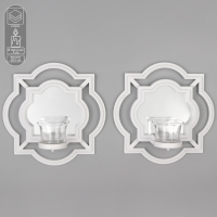 Подсвечник настенный стекло на 1 свечу "Отражение" набор 2 шт d-4 см белая 8х20х20,5 см