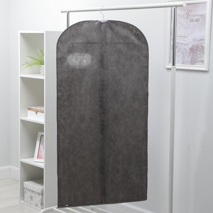 Чехол для одежды с окном, 60&times;120 см, спанбонд, цвет серый