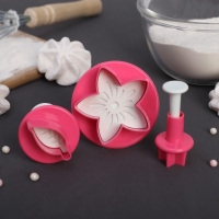 Набор плунжеров кондитерских Доляна &laquo;Цветок. Листок. Звёздочка&raquo;, 3 шт