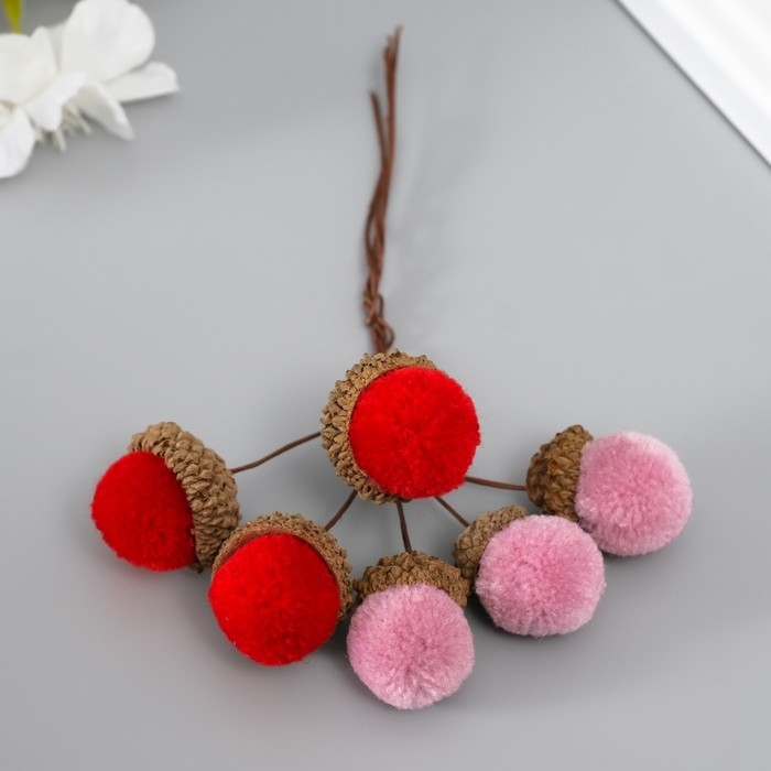 Цветы для декорирования "Хлопчик" розово-бордовый 1 букет= 6 веточек d=2 см 11 см