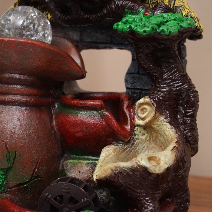 Фонтан "Каменные бочки под пышным деревом" 27х20 см (с подсветкой)