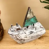 Сувенир "Кораблик" дерево 16х6х17 см, цв. коричнево-зелёный