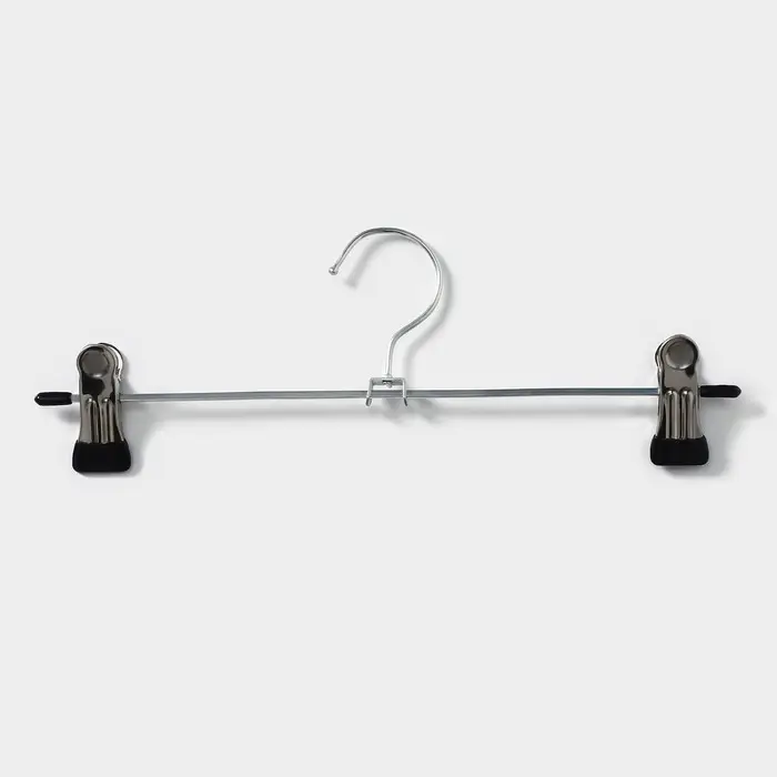 Вешалка для брюк и юбок с зажимами, 30&times;10 см, серебряная