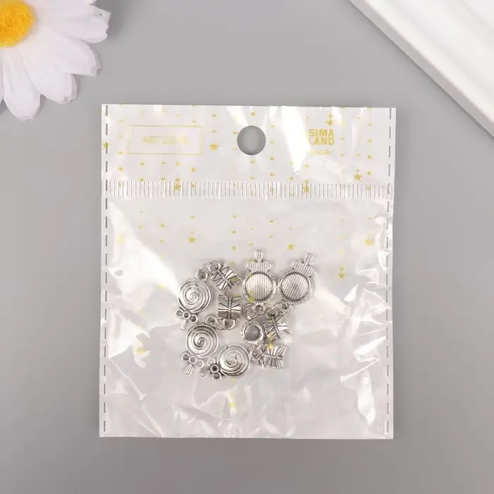 Бейл с подвеской металл для творчества "Конфета на палочке" серебро 2,7х1 см