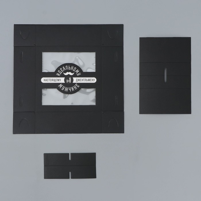 Коробка для конфет, кондитерская упаковка, 4 ячейки, &laquo;Настоящему мужчине&raquo;, 10.5 х 10.5 х 3.5 см