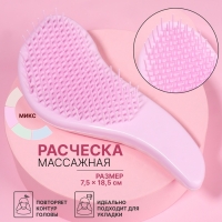 Расчёска массажная, 7,5 &times; 18,5 см, PVC коробка, цвет МИКС