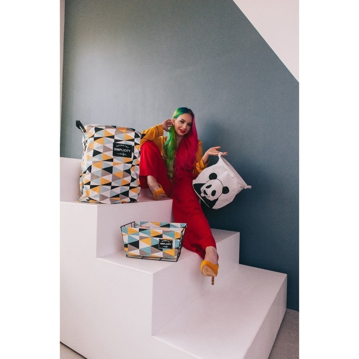 Корзина бельевая текстильная Доляна &laquo;Панда&raquo;, 30&times;30&times;30 см, цвет белый