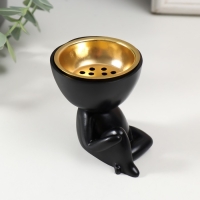 Подставка под благовония полистоун "Человечек сидит" чёрный  6,7х6х6,8 см