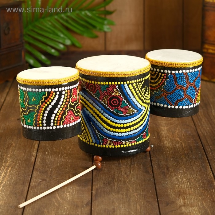 Сувенирный музыкальный инструмент "Барабаны тройные" 33х17х11 см МИКС