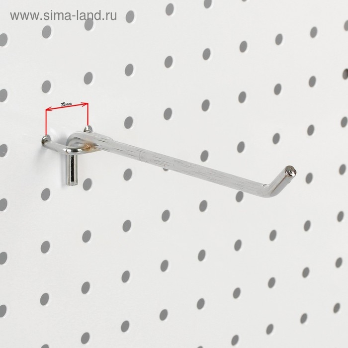 Крючок одинарный для металлической перфорированной панели, d=6 мм, L=15 см, шаг 25 мм, цвет хром