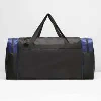 Сумка дорожная на молнии, 3 наружных кармана, длинный ремень, цвет чёрный/синий