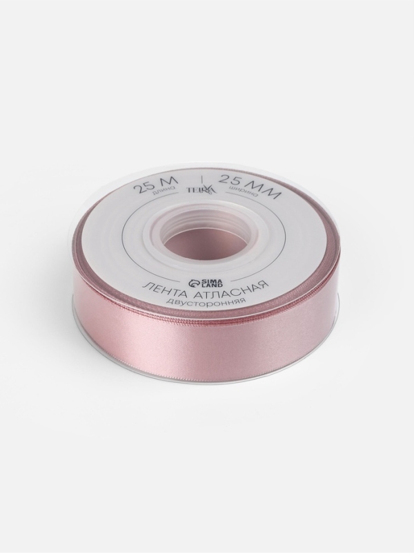 Лента атласная двухсторонняя №164 25мм*25&plusmn;1м пудровый TR