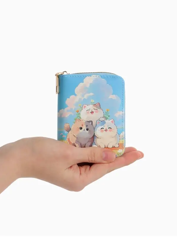 Кошелек дет 07-01-01 Июнь2545 кот, 8,5*2,5*10,5 см, 2 отд+отд/молн, д/карт, голубой