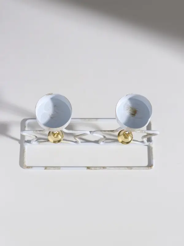 Подсвечник металл на 2 свечи "Две звезды" белый с патиной d=5 см 18,5х7,3х14,8 см