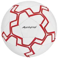 Мяч футбольный ONLYTOP, р. 5 (PVС, резиновая камера, машинная сшивка), цвет белый/красный