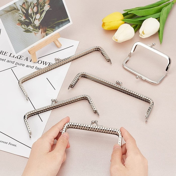 Фермуар пришивной &laquo;Прямоугольник&raquo;, 20 см, цвет серебряный