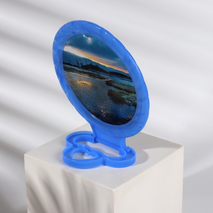 Зеркало настольное - подвесное &laquo;Круг&raquo;, с рамкой под фотографию, d зеркальной поверхности 12,5 см, цвет МИКС