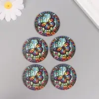 Декор для творчества дерево "Цветочная бабочка. Витраж" 4,6х4,6х0,3 см